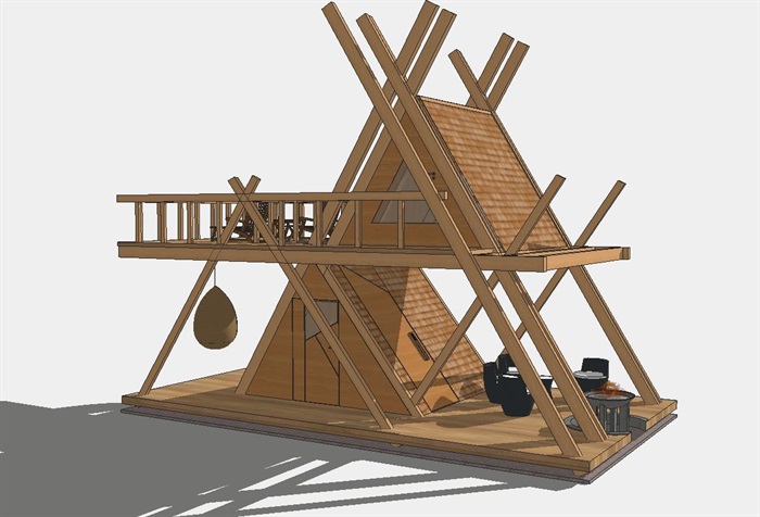 12个民宿小木屋建筑方案SU模型(7)