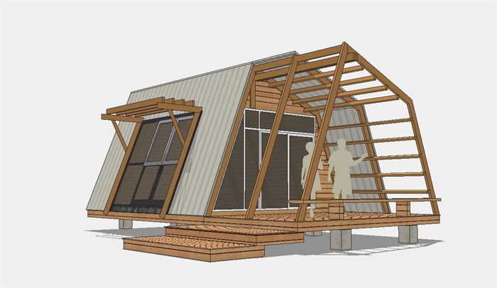 12个民宿小木屋建筑方案SU模型(5)