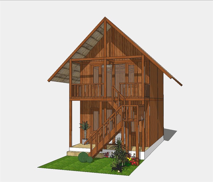 12个民宿小木屋建筑方案SU模型(1)